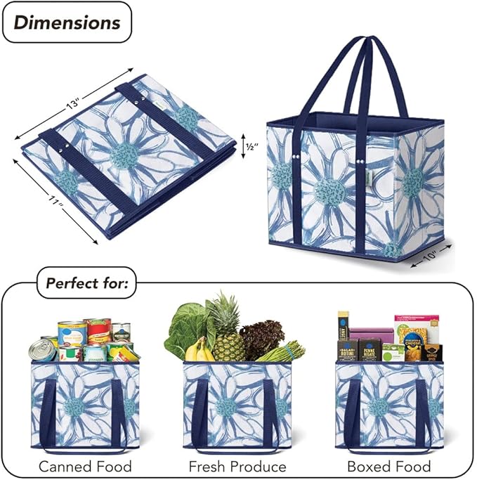 "The Nova Solva Structural Tote: Foldable Storage Organizer & Shopping Bin - Blue Floral Edition" - Image 5