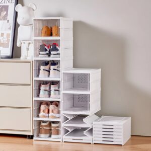 PUREORGANIZER Modular Shoe Box Set – Stackable Transparent Footwear Organizer