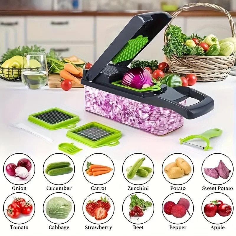 ChefMekanix 12-Piece Multi-Chopper – Large Capacity Vegetable Dicer & Slicer Set - Image 2