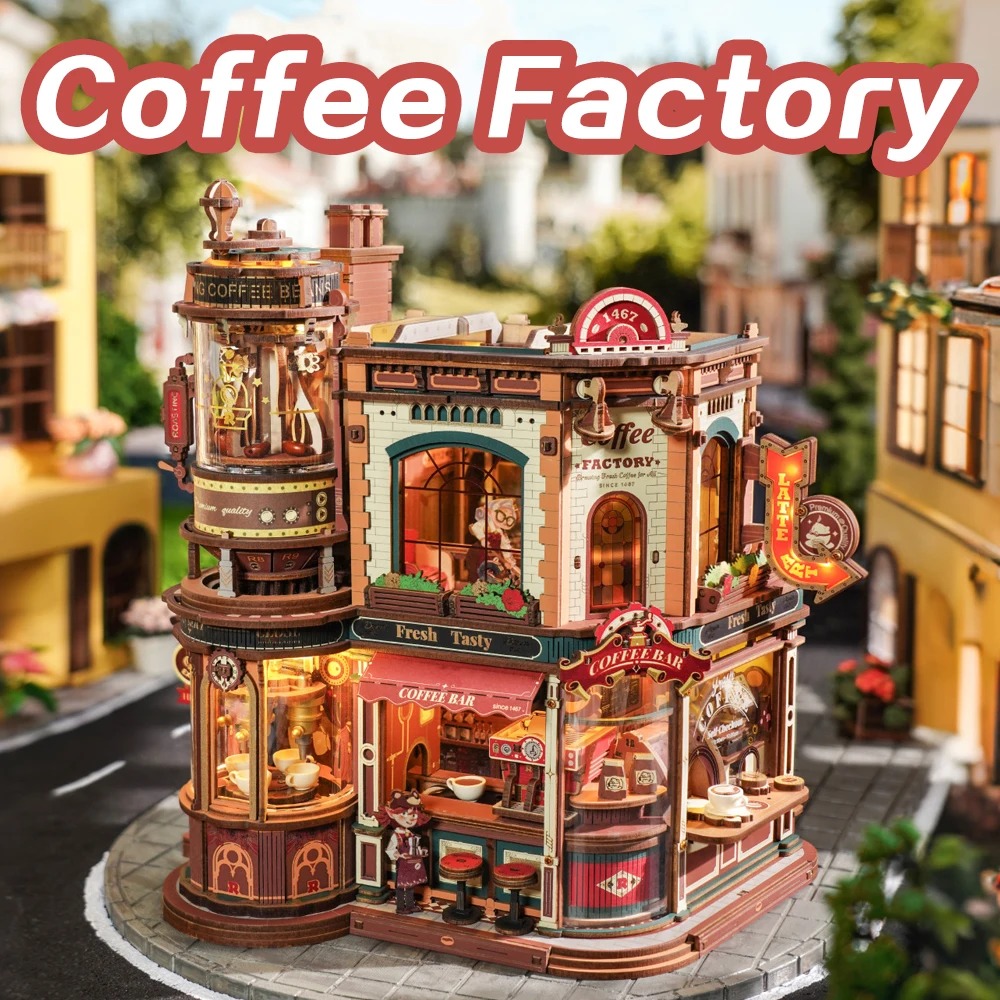 DIY 3D Wooden Puzzle: The Steam & Bean Coffee Factory - Image 2