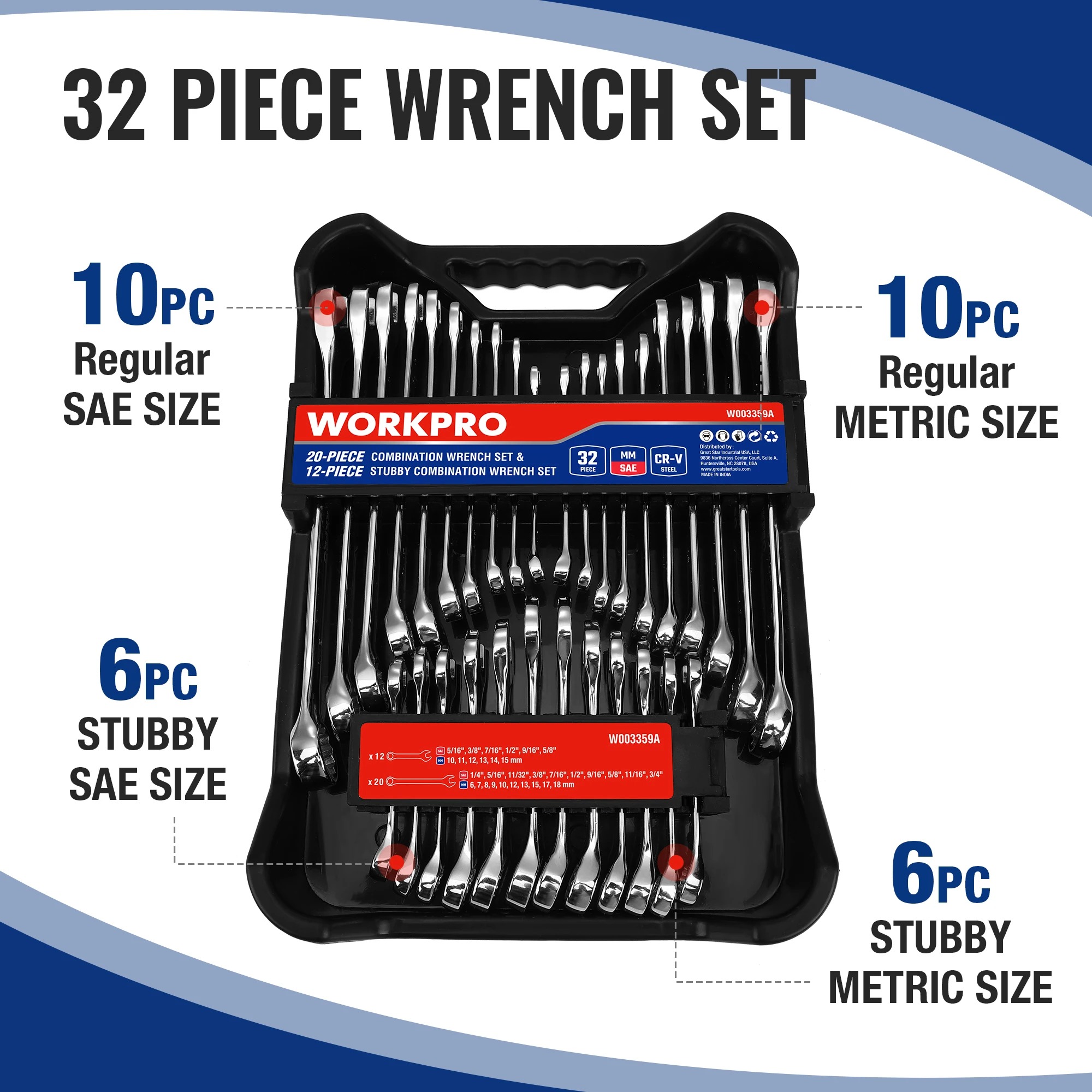 WORKPRO 32-Piece Master Combination Wrench Set - Image 2