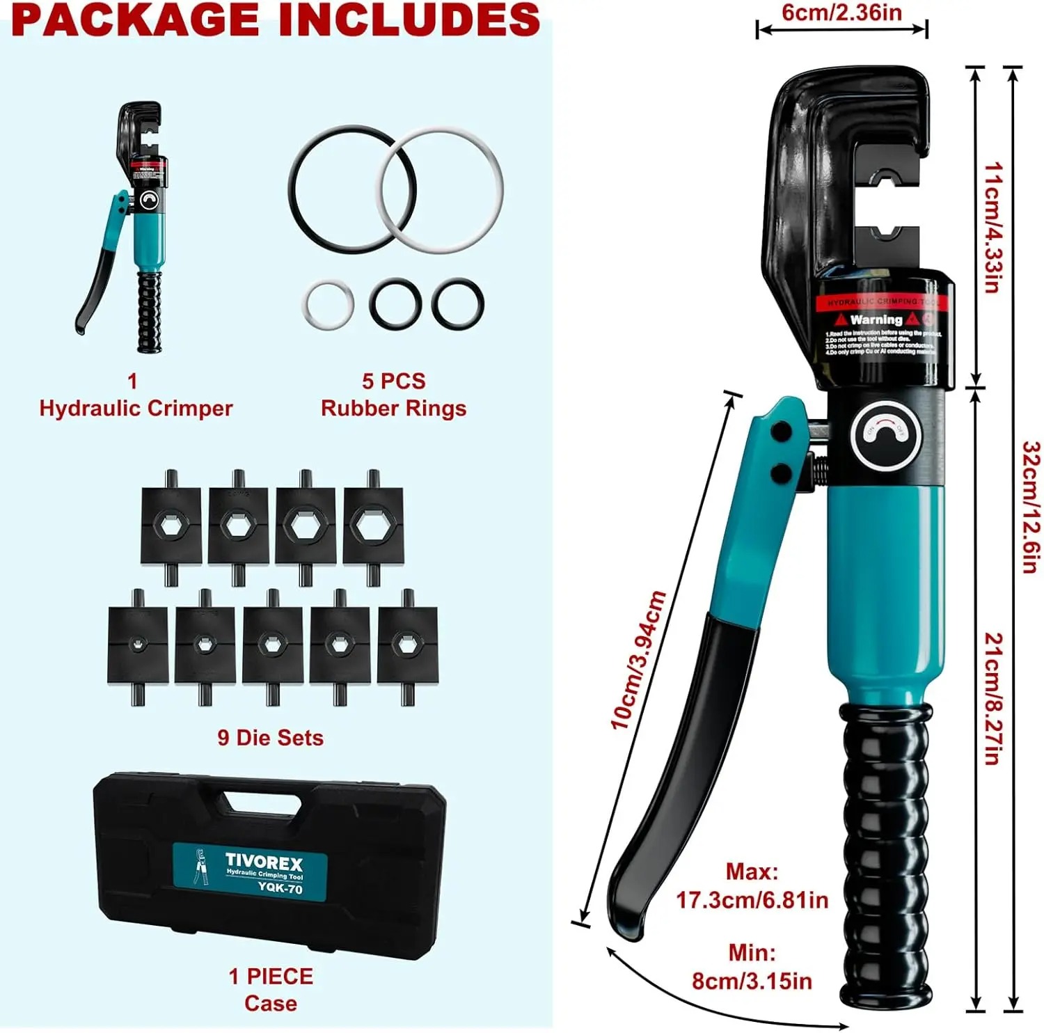 SeeSiiProfessional Manual Hydraulic Cable Terminal Crimper - Image 3