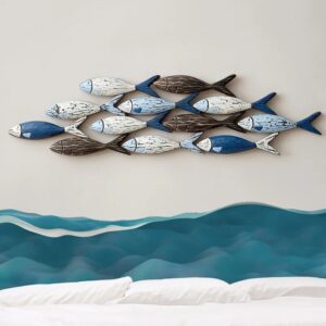 AZURE School of Serenity" Hand-Carved Mediterranean Fish Wall Art