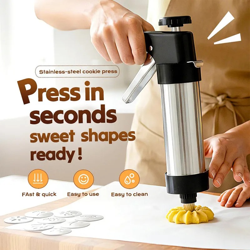 EcoCrisp Professional Stainless Steel Cookie Press & Icing Decorator Set - Image 3