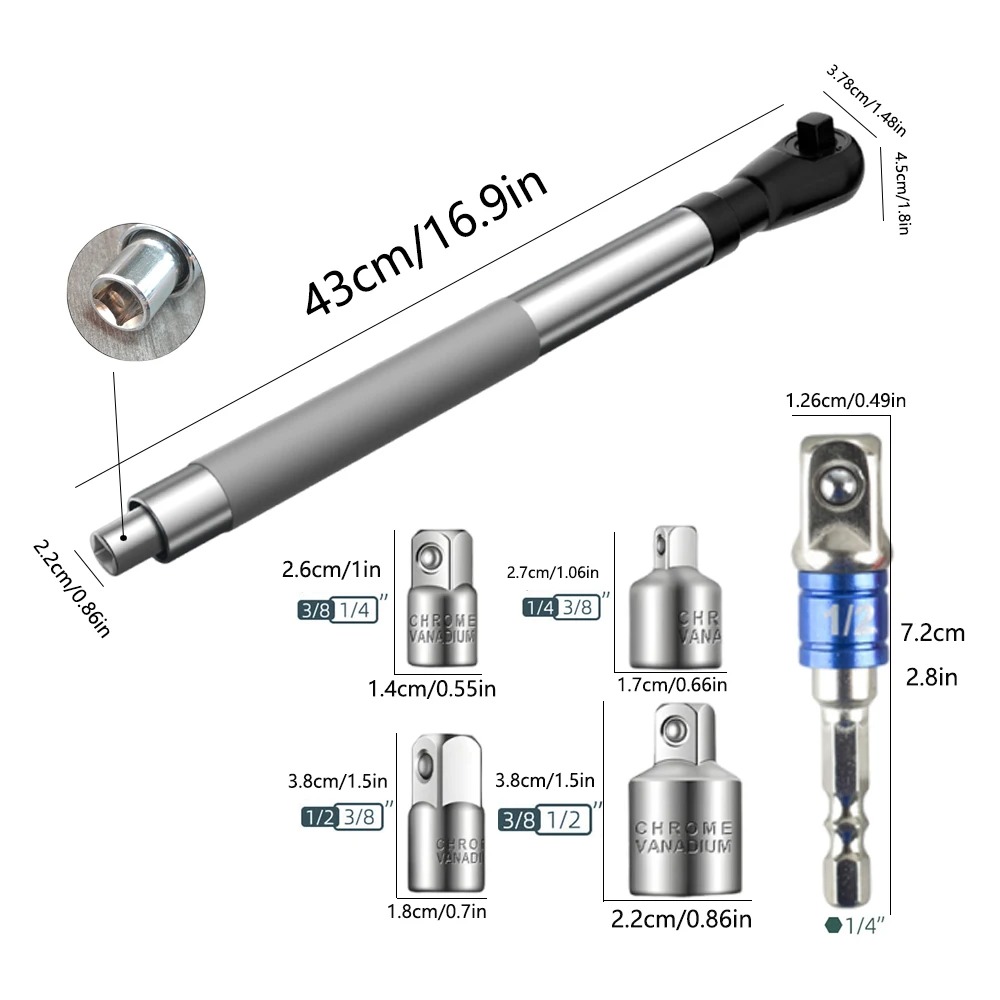 SeeSii Industrial 5-Piece Drive Socket Adapter & Reducer Set - Image 3