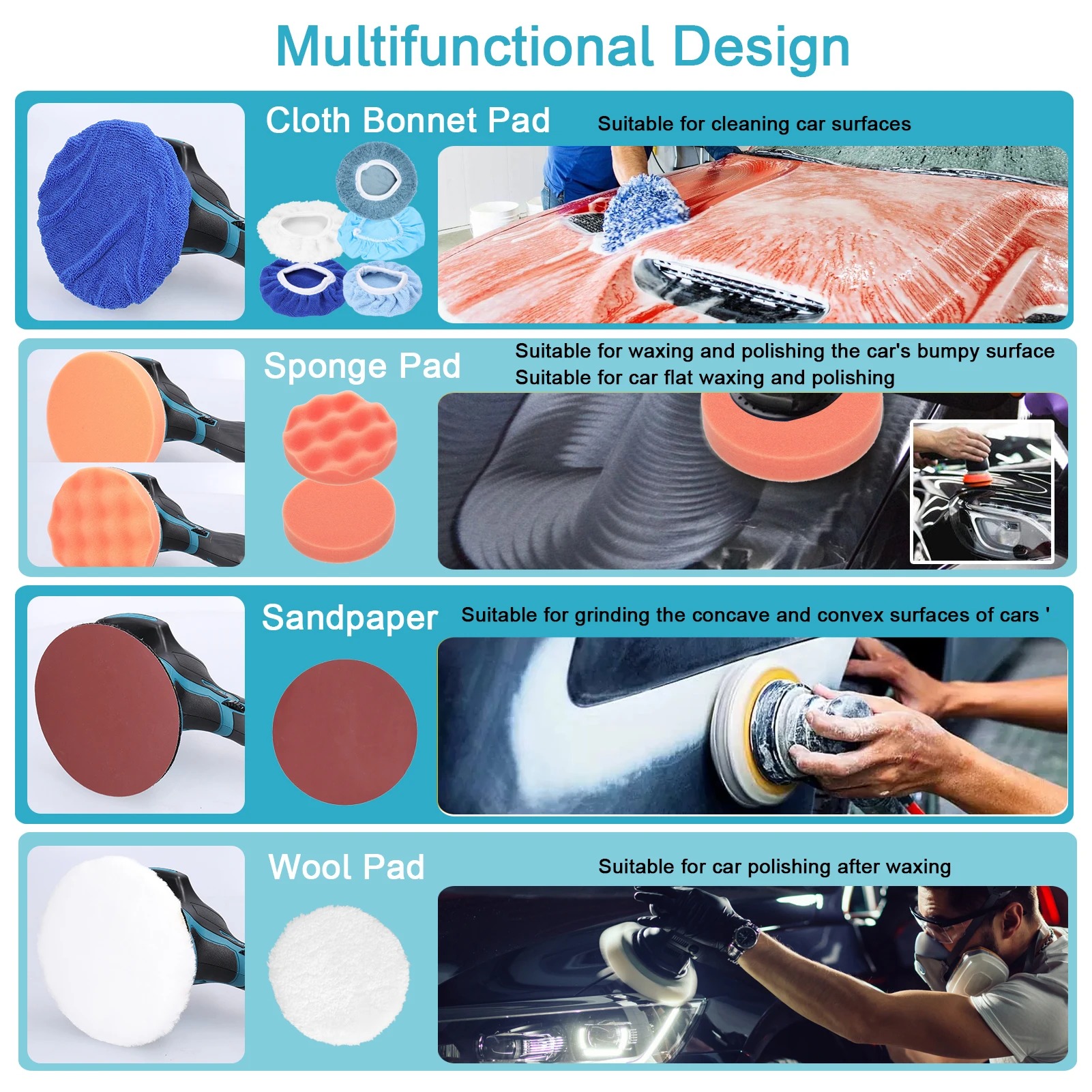 TEGATOK 21V Cordless Dual-Action Orbital Polisher & Buffer Kit - Image 3