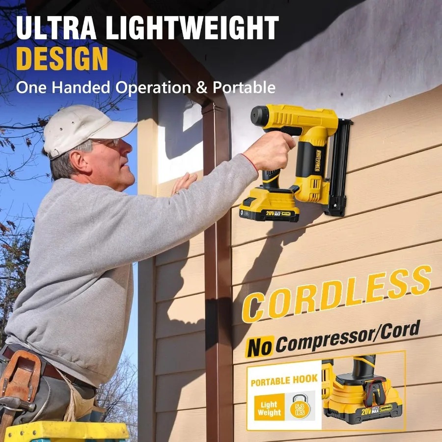 HILDA Professional 20V Cordless 2-in-1 Brad Nailer & Stapler