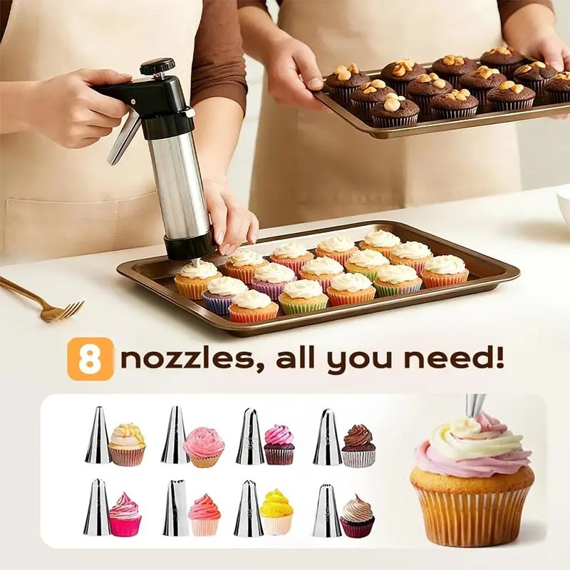 EcoCrisp Professional Stainless Steel Cookie Press & Icing Decorator Set - Image 4