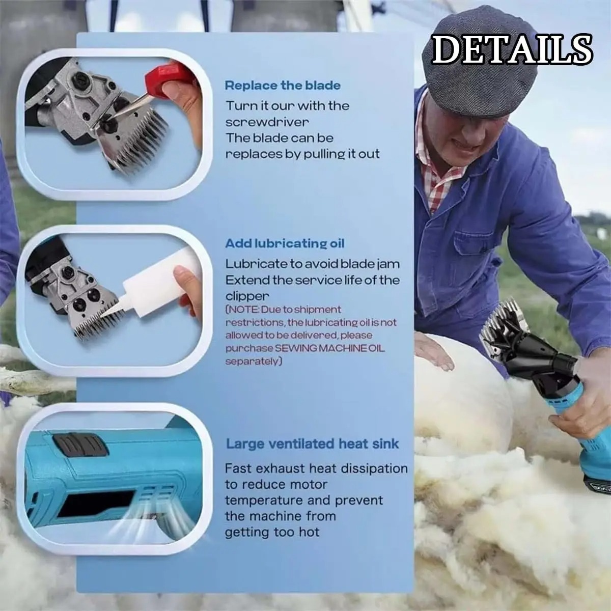 VEVOR Professional 21V Cordless Electric Sheep Shears - Image 4