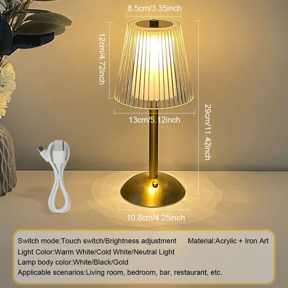 AuraBeam Touch-Control Cordless Acrylic Pillar Lamp - Image 4