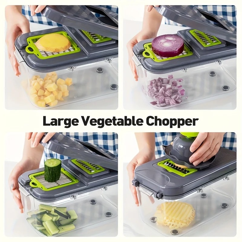 ChefMekanix 12-Piece Multi-Chopper – Large Capacity Vegetable Dicer & Slicer Set - Image 5