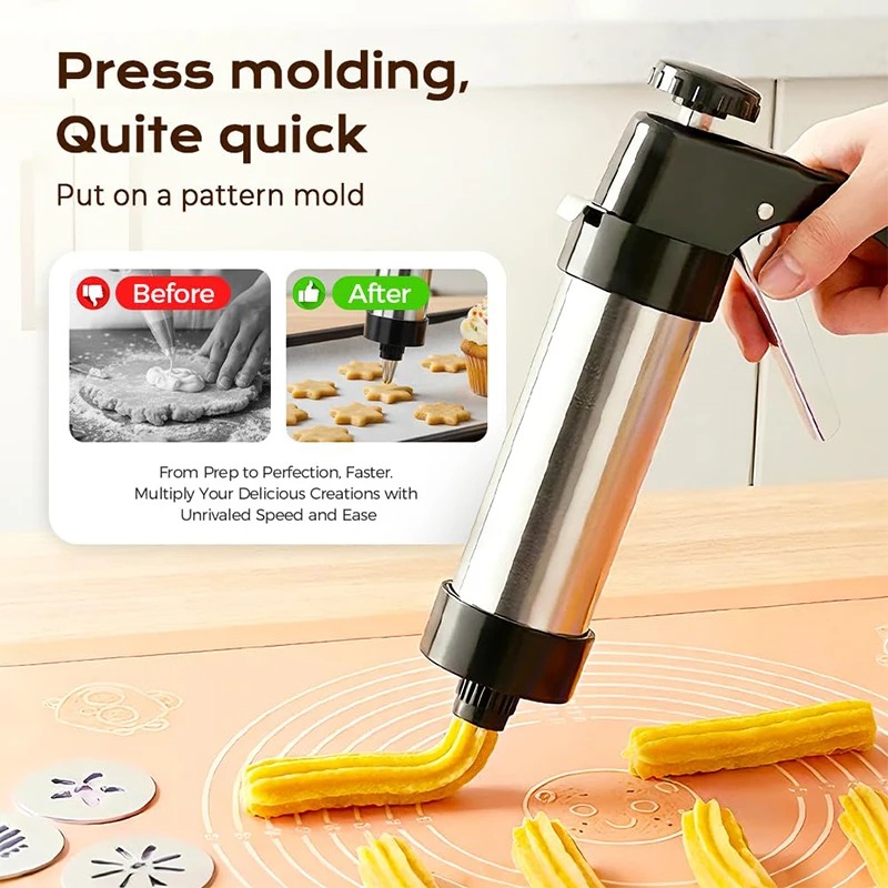 EcoCrisp Professional Stainless Steel Cookie Press & Icing Decorator Set - Image 5