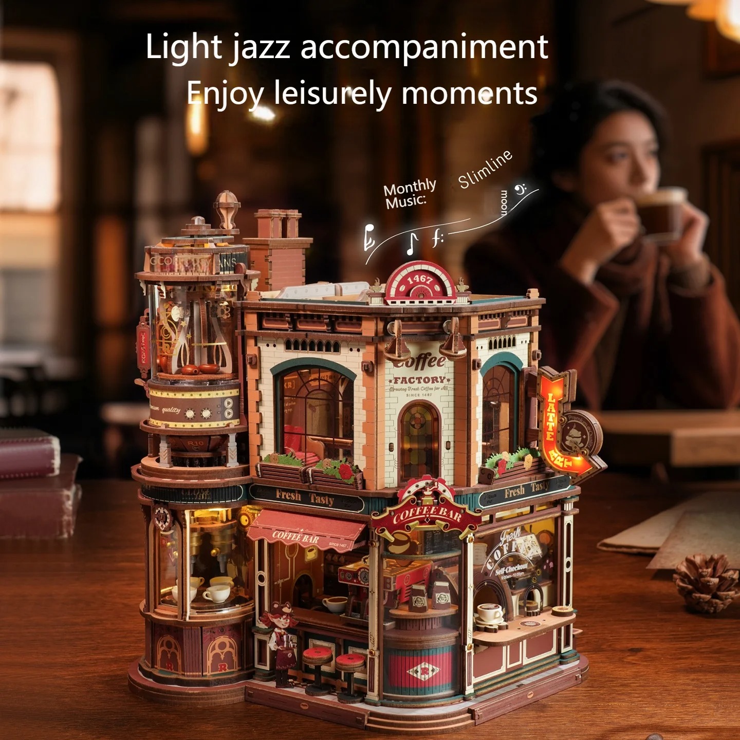 DIY 3D Wooden Puzzle: The Steam & Bean Coffee Factory - Image 5