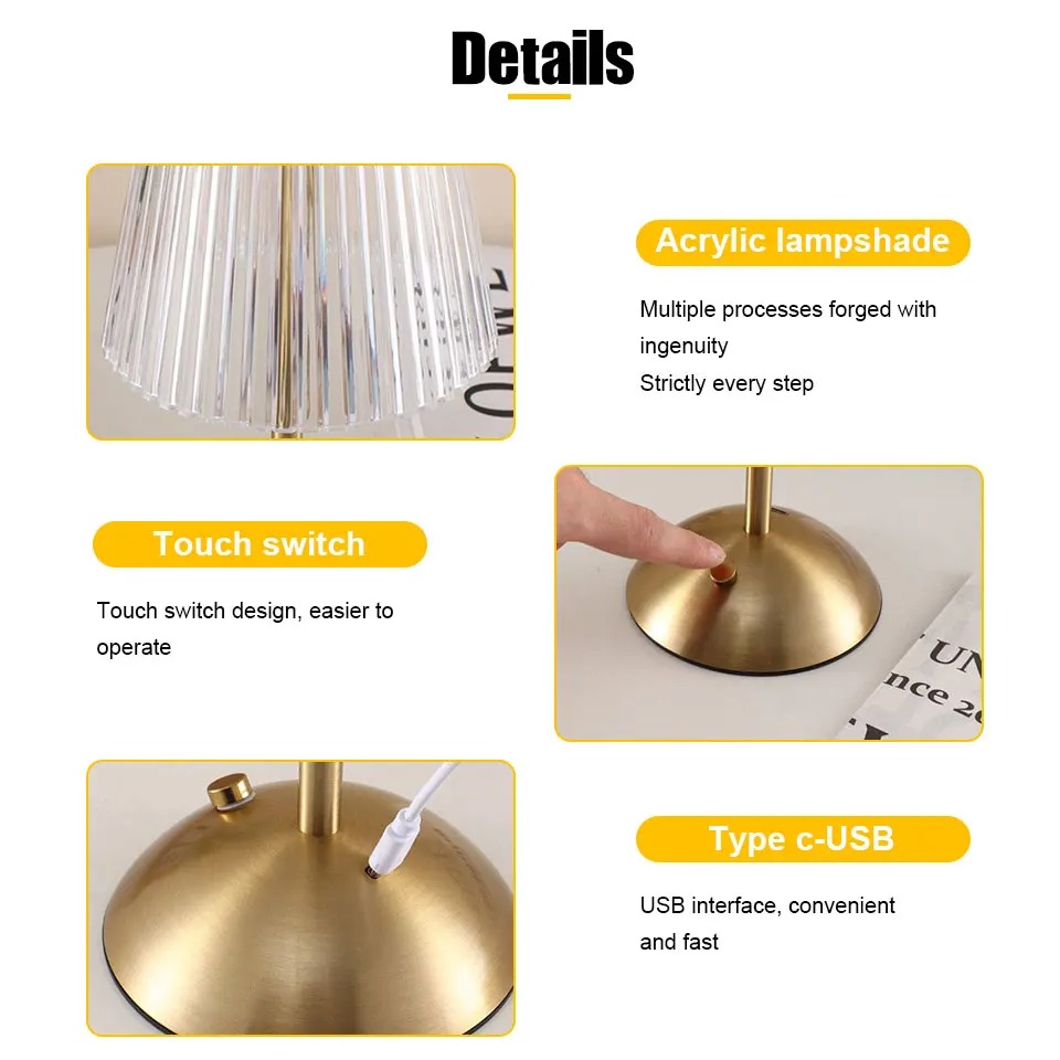 AuraBeam Touch-Control Cordless Acrylic Pillar Lamp - Image 5