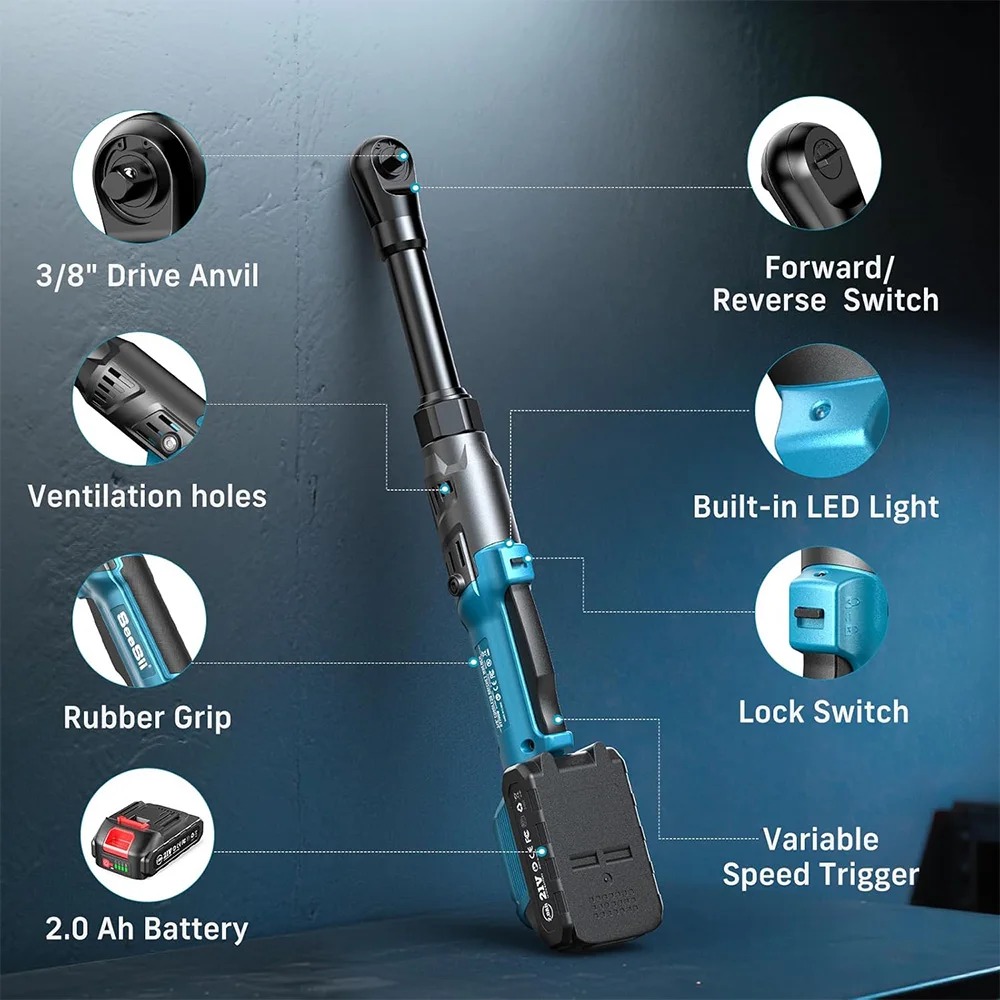 SeeSii 21V Professional Extra-Long Cordless Ratchet Wrench