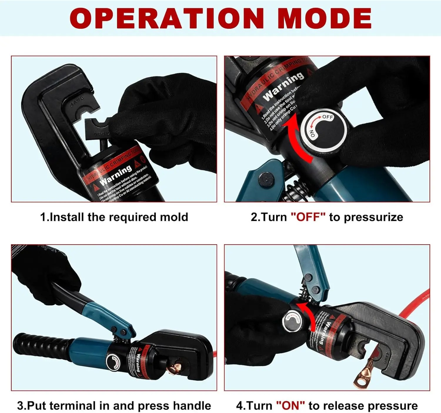 SeeSiiProfessional Manual Hydraulic Cable Terminal Crimper - Image 7