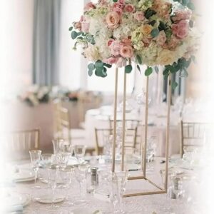 AetherGlow Minimalist Gold Geometric Pillar Flower Stands