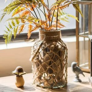 AZURA Hand-Woven Jute Net Glass Vase