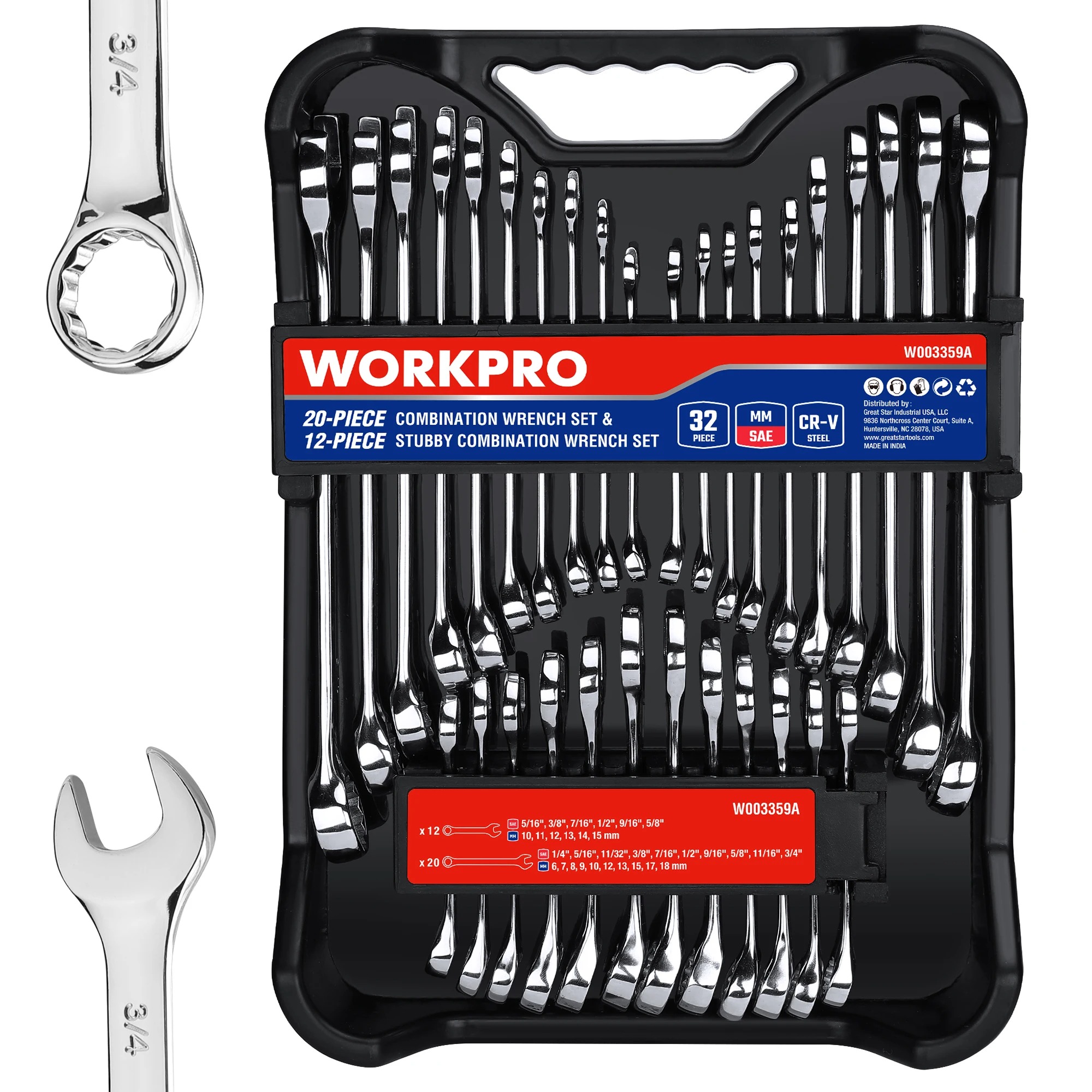 WORKPRO 32-Piece Master Combination Wrench Set