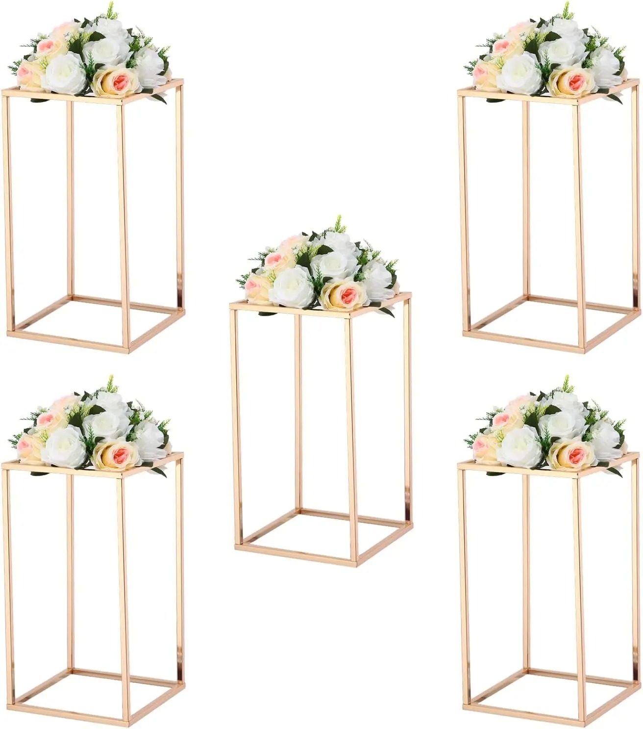AetherGlow Minimalist Gold Geometric Pillar Flower Stands - Image 5